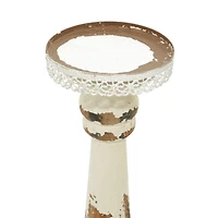 Brown & White Traditional Candle Holder Set, 13" & 15"