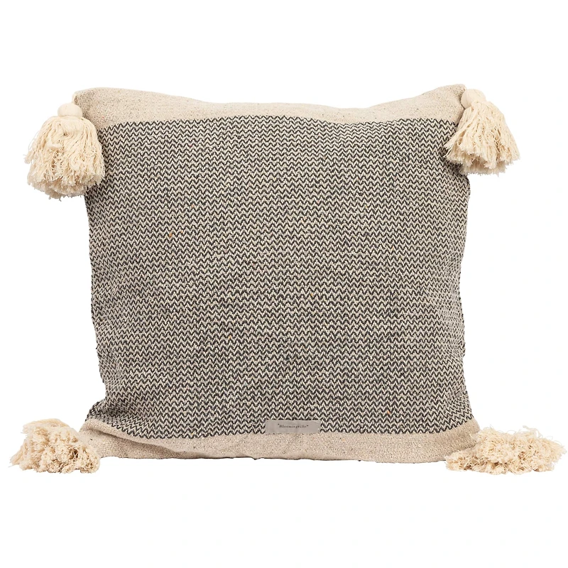 Hello Honey® Gray & Cream Throw Pillow with Corner Tassels