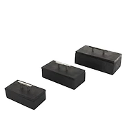Black Marble Decorative Box with Silver Aluminum Bar Handles, 3ct.