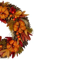 11" Brown & Orange Pinecone & Pumpkin Fall Wreath