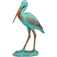 16" Distressed Teal Coastal Crane Tabletop Décor