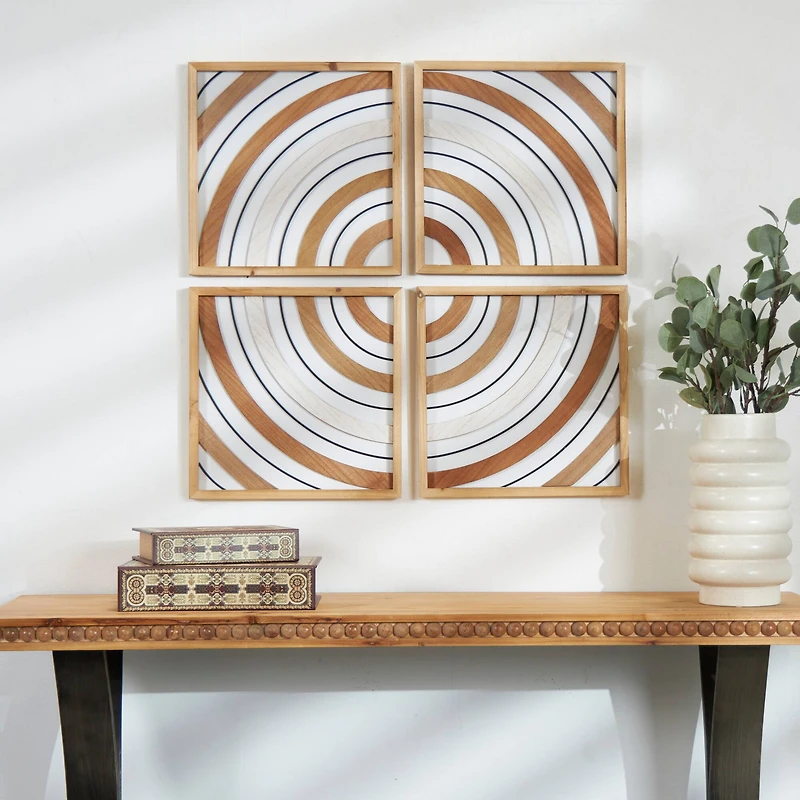 The Novogratz Brown Wood Geometric Wall Décor Set