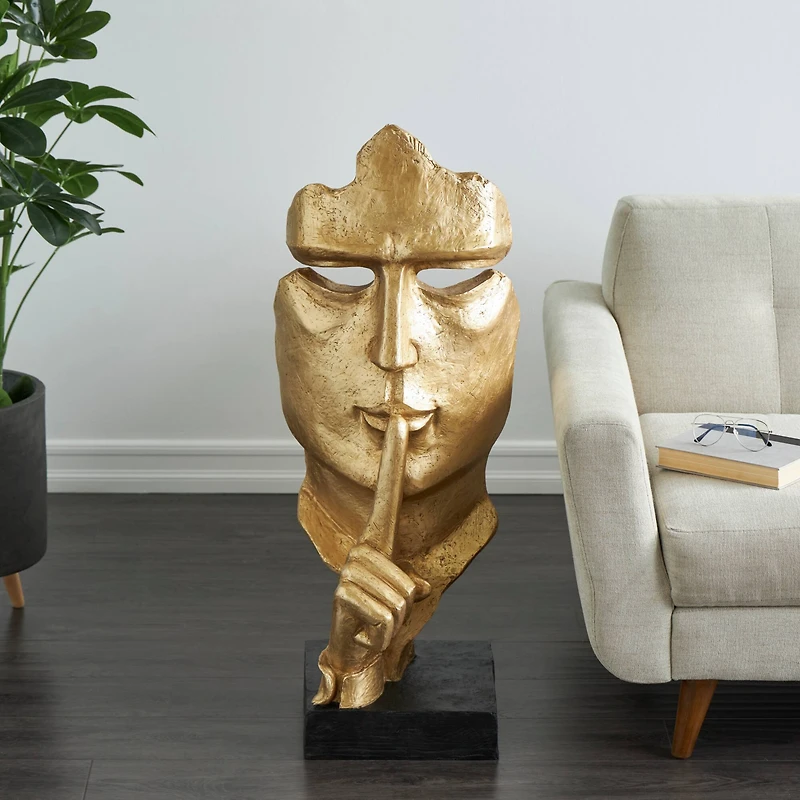 3ft. Gold Abstract Cutout Quiet Gesture Face Sculpture