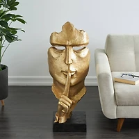 3ft. Gold Abstract Cutout Quiet Gesture Face Sculpture