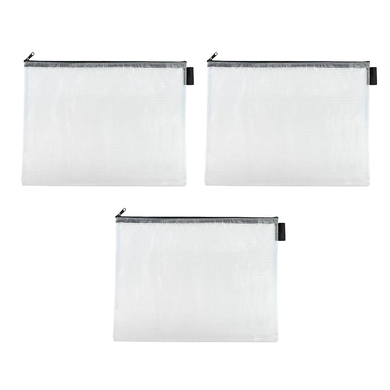 14" Gray Mesh Zipper Pouches by Simply Tidy®, 3ct.