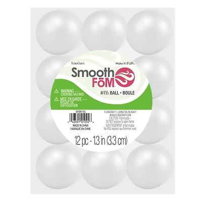 FloraCraft® SmoothFōM® 1.3" White Foam Balls, 12ct.