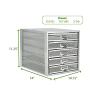 Mind Reader Silver 5 Drawer Heavy Duty Cabinet