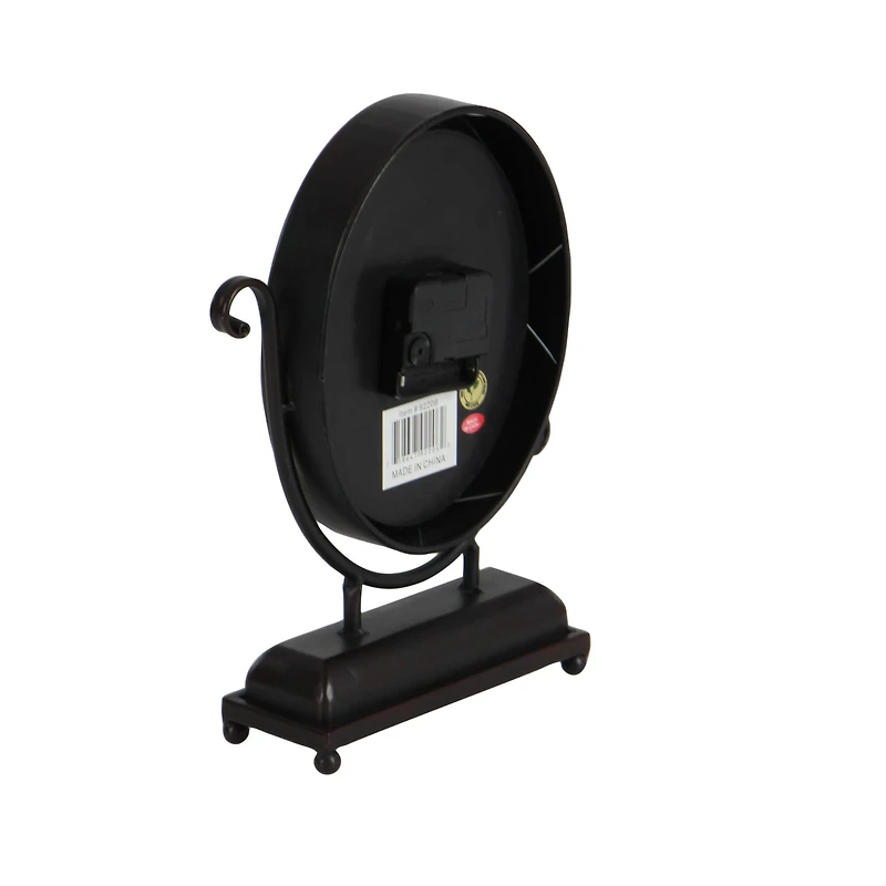 12" Black & White Metal Oval Clock Set