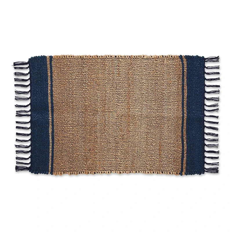 DII® French Blue With Natural Jute Stripes Hand-Loomed Rug, 2ft. x 3ft.