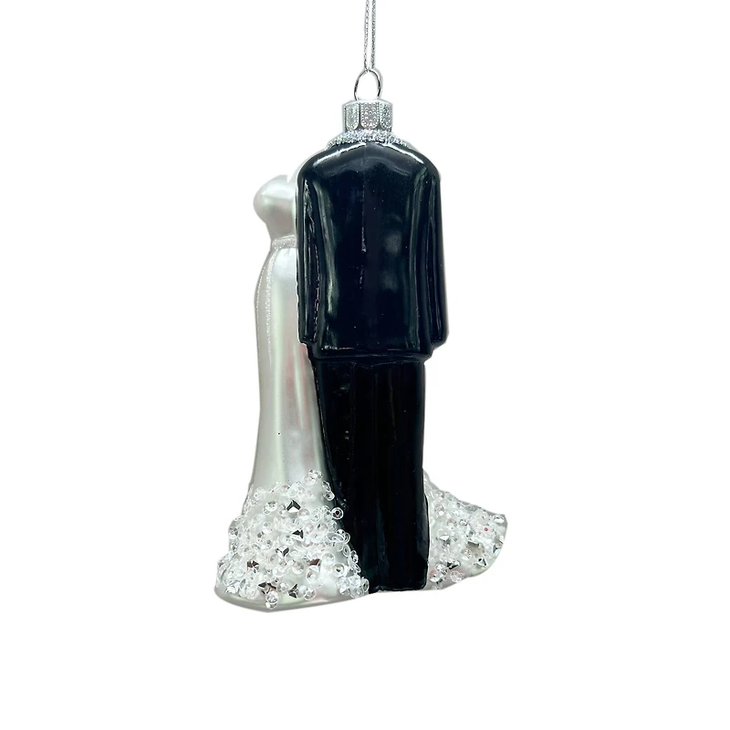 5" Black & White Wedding Outfits Glass Ornament by Ashland®