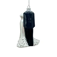 5" Black & White Wedding Outfits Glass Ornament by Ashland®