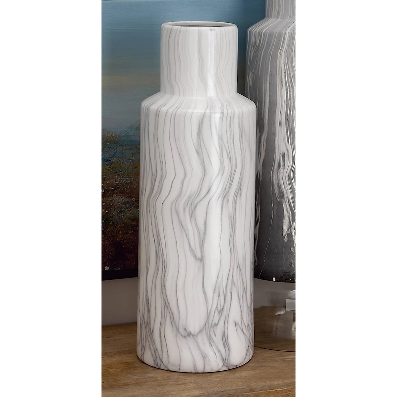 21" White Ceramic Contemporary Vase