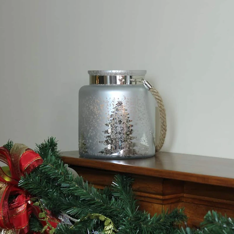 8" Reindeer & Tree Silhouette Pillar Candle Holder with Handle