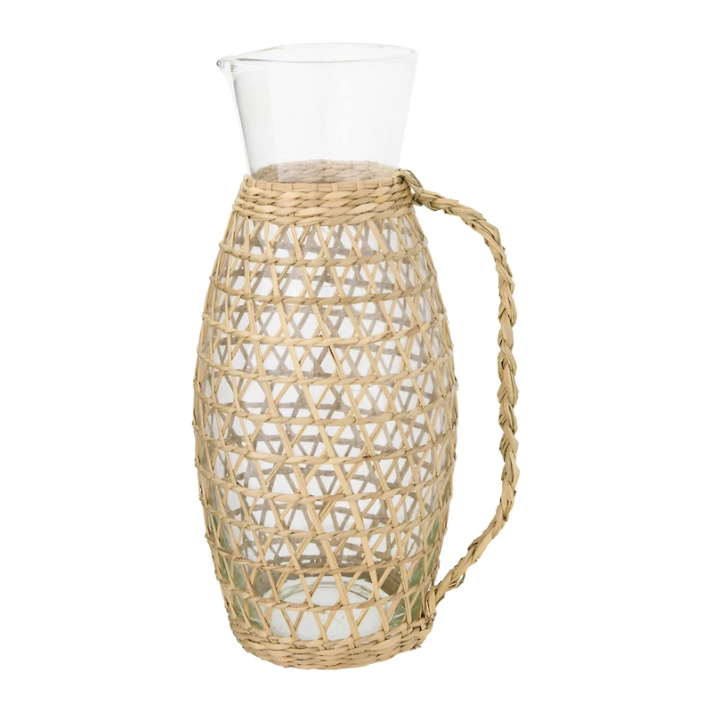 Hello Honey® 9.5" Glass Pitcher with Seagrass Weave Jacket & Handle