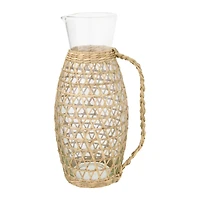 Hello Honey® 9.5" Glass Pitcher with Seagrass Weave Jacket & Handle