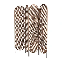 6ft. Copper Metal Geometric Handmade Foldable Freestanding Woven Room Divider Screen