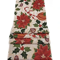 Wizardi 13.75" x 67" Festive Poinsettias Christmas Table Runner