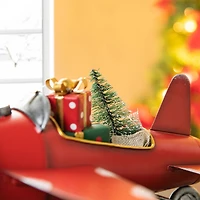 Glitzhome® 14" Christmas Metal Airplane with Gifts Table Décor