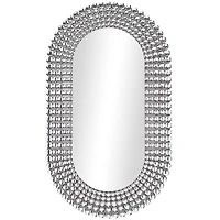 Silver Glass Radial Crystal Frame Wall Mirror 28" x 1" x 48"