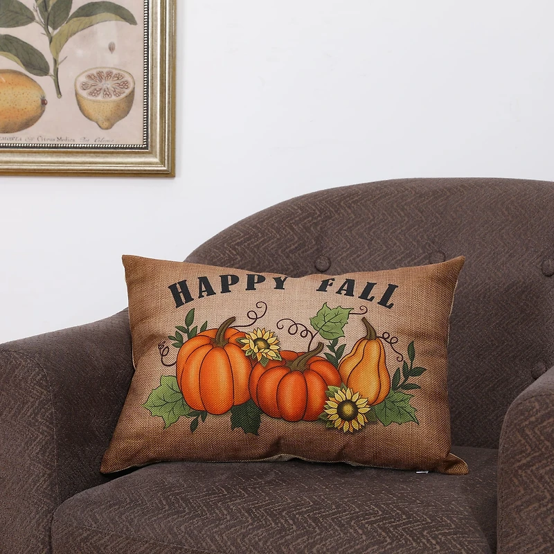 Glitzhome® Faux Burlap Fall Pumpkin Pillow