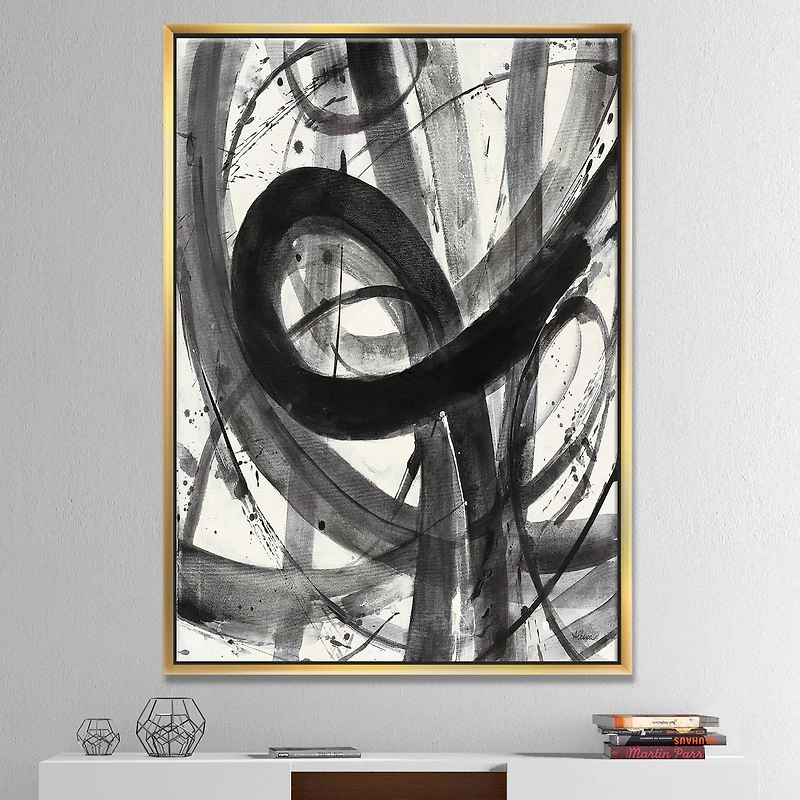 Designart - Black and White Minimalistic Painting