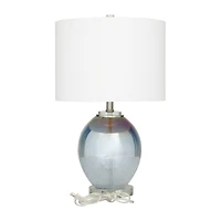 Blue Glass Table Lamp Set of 2 14", 23"