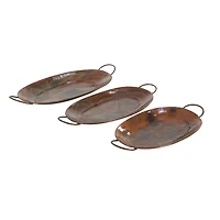 Copper Metal Rustic Tray Set