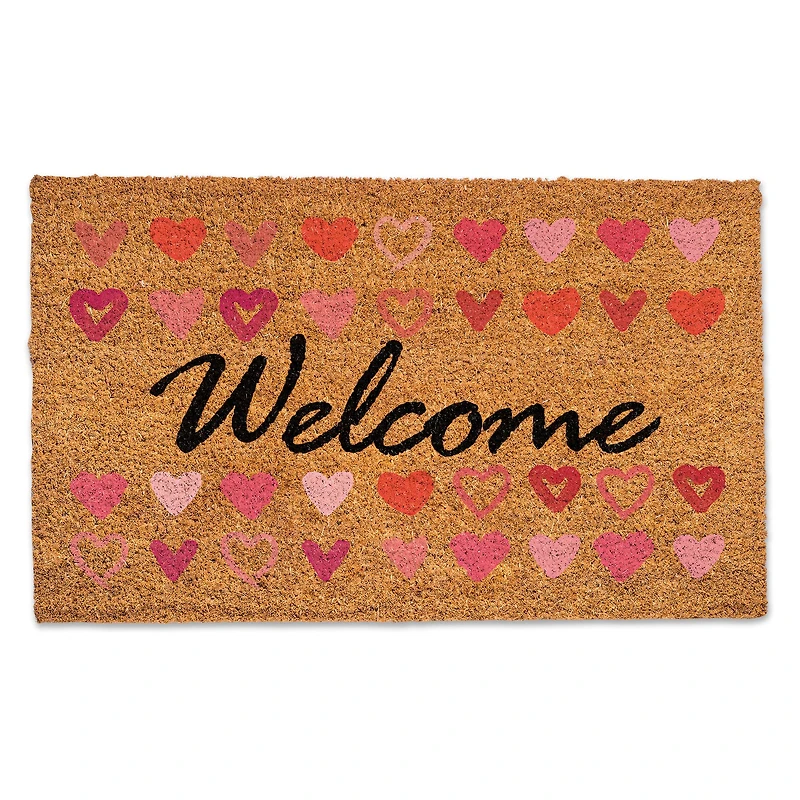 Welcome And Hearts 30" x 18" Door Mat