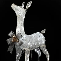 36" Pre-Lit Glittered Fawn
