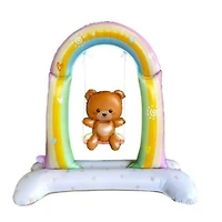 3.5ft. Teddy Bear on a Swing Standing Foil Balloon Decoration