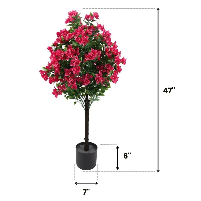 GreenSmart Dekor 4ft. Artificial Bougainvillea Plant in Black Pot 