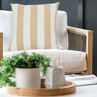 Hello Honey® 20'' Square Beige Striped Cotton Pillow Cover