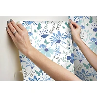 RoomMates Blue Bella Garden Peel & Stick Wallpaper