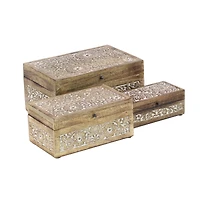 Tan Mango Wood Natural Box Set, 8", 10" & 12"