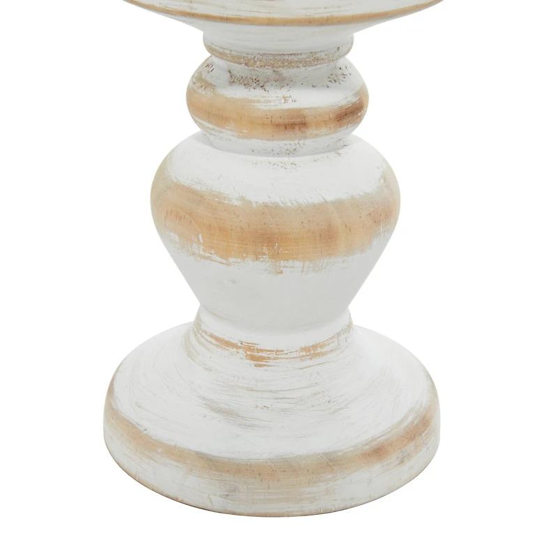 White Wood Farmhouse Candle Holder Set