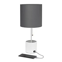 Simple Designs 18.5" Hammered Metal Container Base Table Lamp with USB Charging Port