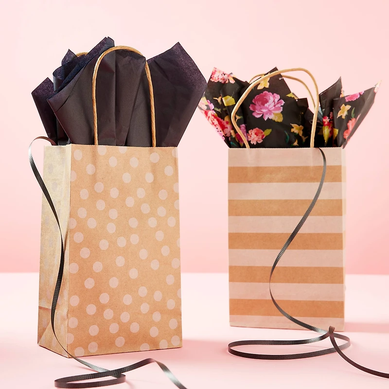 Small Kraft Dots & Stripes Paper Bag Value Pack by Celebrate It™