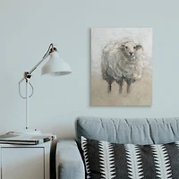 Stupell Industries Fluffy Sheep Farm Animal Beige Tan Painting Canvas Wall Art