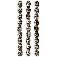 Silver-Plated Antique Flower Carved Tube Beads, 10mm by Bead Landing™