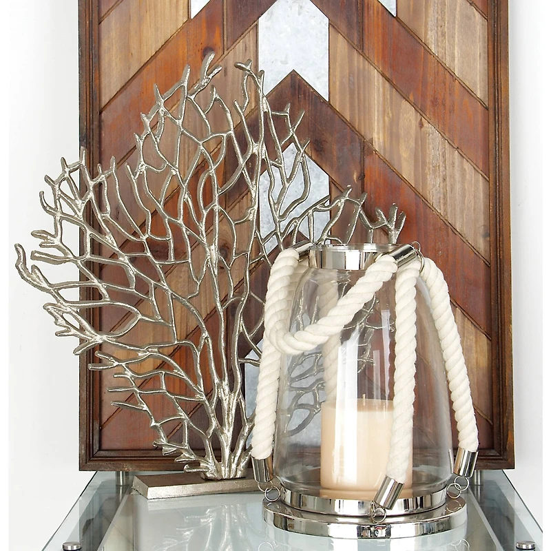 21" Silver Aluminum Coastal Nature Sculpture