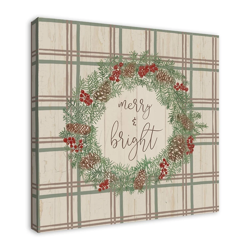 Merry & Bright Plaid Canvas Wall Art