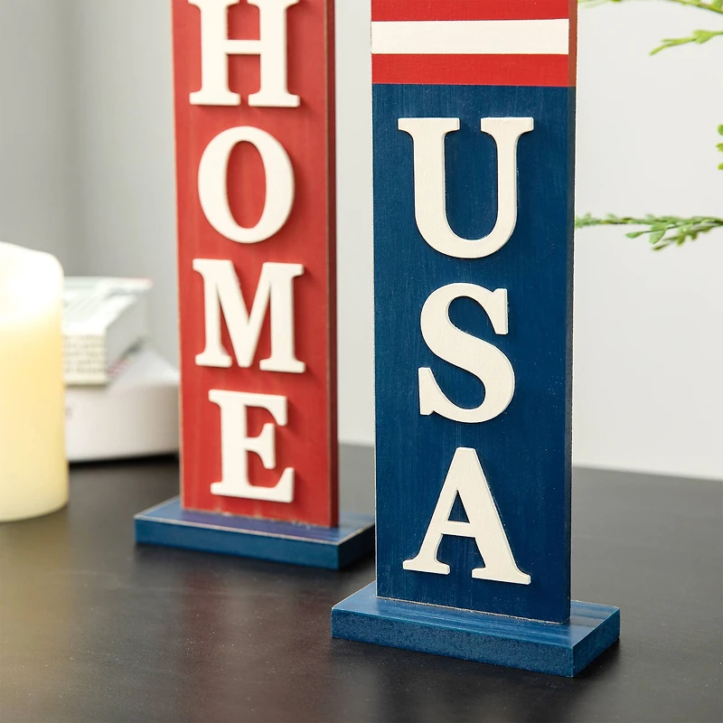 Glitzhome® Americana Firecracker Table Sign Set