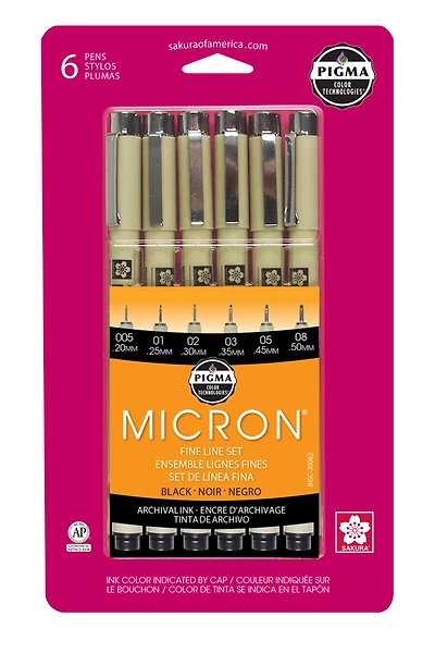 6 Packs: 6 ct. (36 total) Pigma® Micron™ Black Fine Line Pen Set