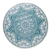 DII® Storm Blue Round Boho Floral Outdoor Rug, 5ft.
