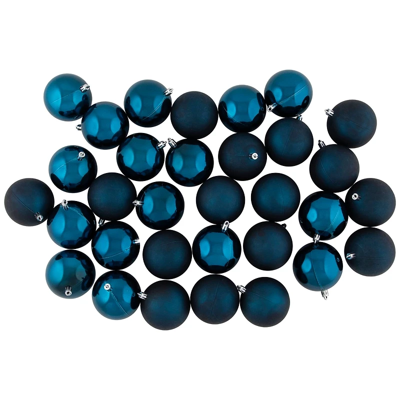 32ct. 3.25" 2-Finish Sapphire Blue Shatterproof Ball Ornaments