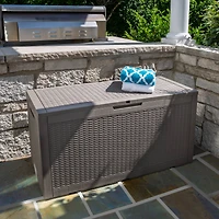 Honey Can Do 100gal Brown Wicker Resin Deck Box