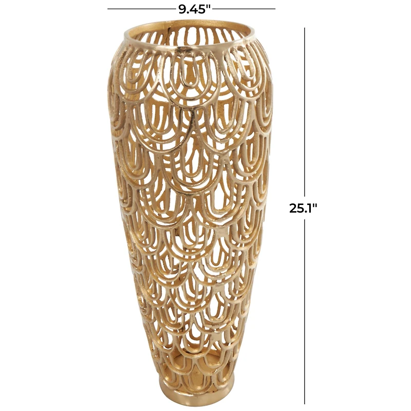 25" Gold Aluminum Metal Arched Vase