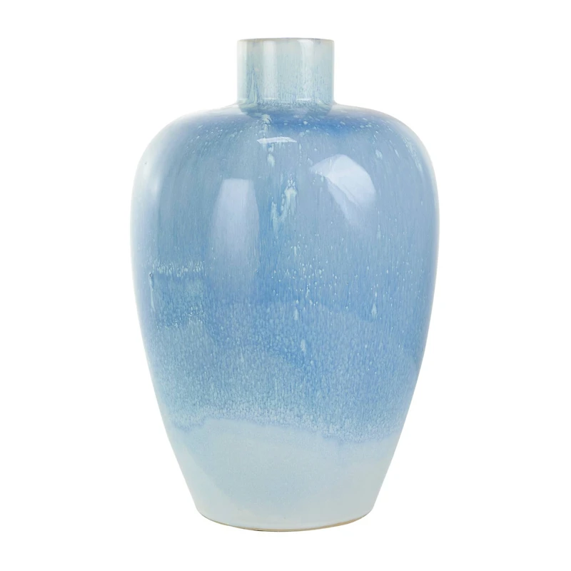18" Blue Unique Textured Ceramic Ombre Vase