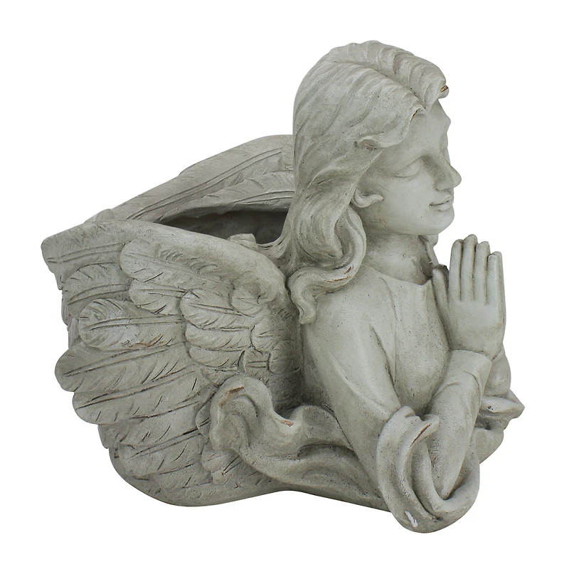 11" Gray Praying Angel Bust Outdoor Garden Statue Planter