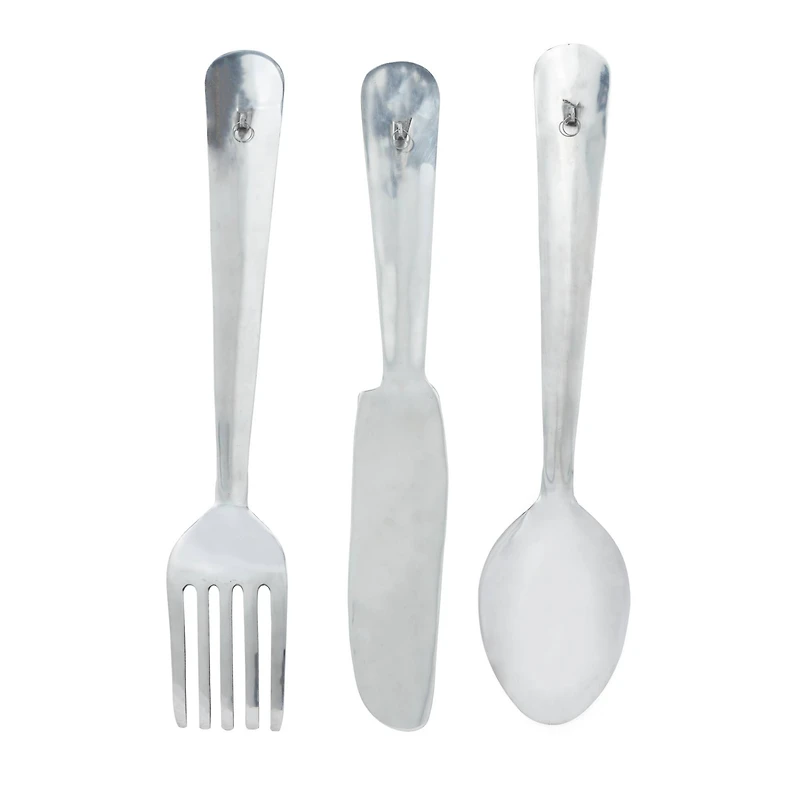 Silver Aluminum Flatware Wall Accent Set, 3ct.